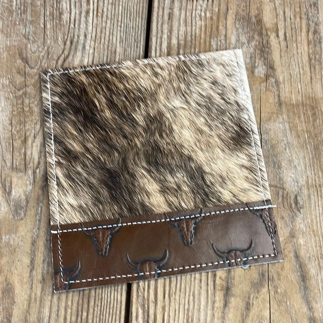 078 Checkbook Cover - Brindle w/ Mahogany Skulls