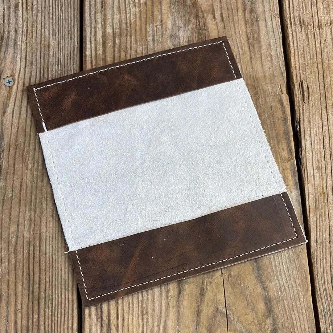 078 Checkbook Cover - Brindle w/ Mahogany Skulls