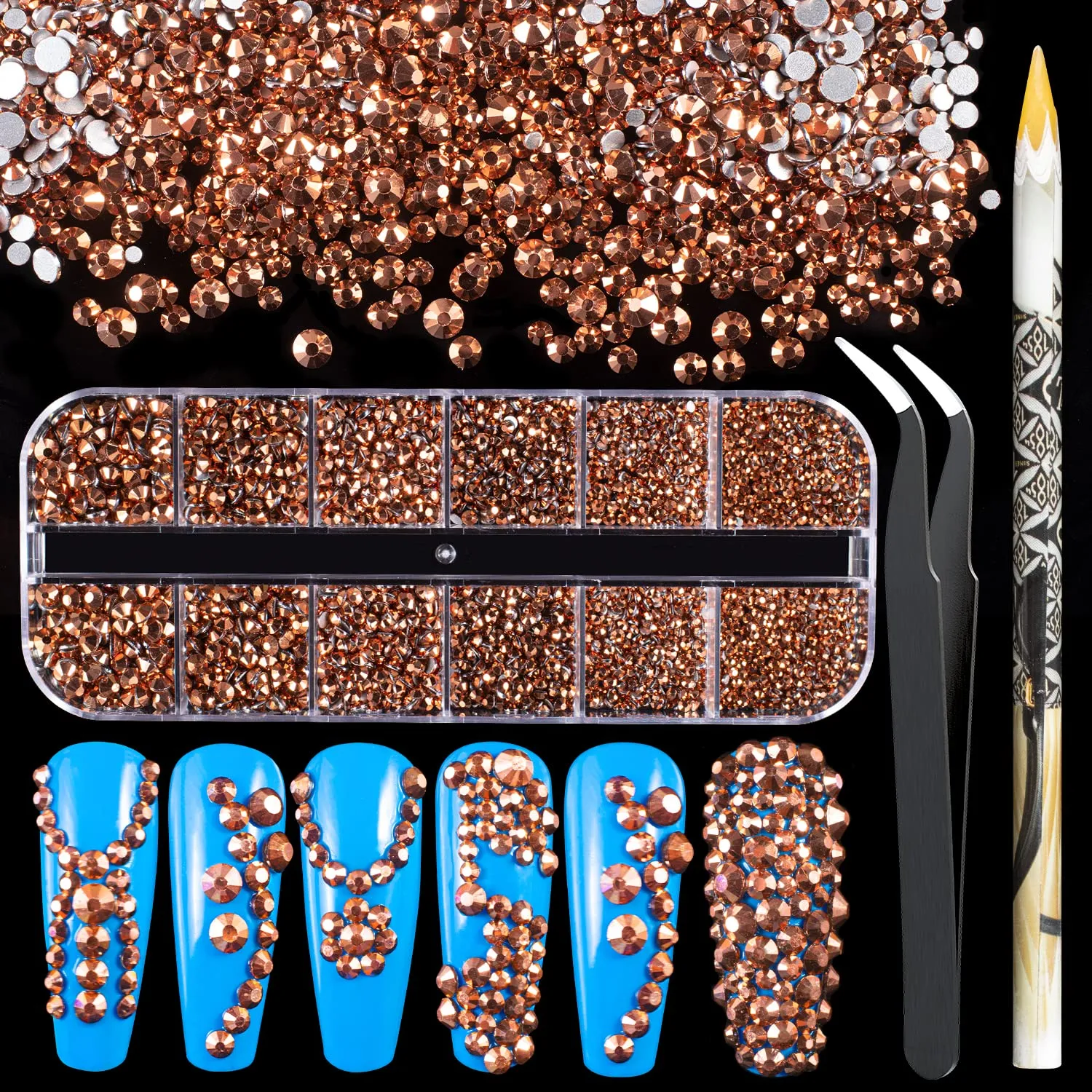 10000PCS Rhinestones Iridescent Crystals Long Lasting AB Shine Like Swarovski for Nail Art Phone DIY Crafts& Nail Beauty Makeup Decoration