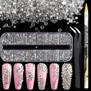 10000PCS Rhinestones Iridescent Crystals Long Lasting AB Shine Like Swarovski for Nail Art Phone DIY Crafts& Nail Beauty Makeup Decoration