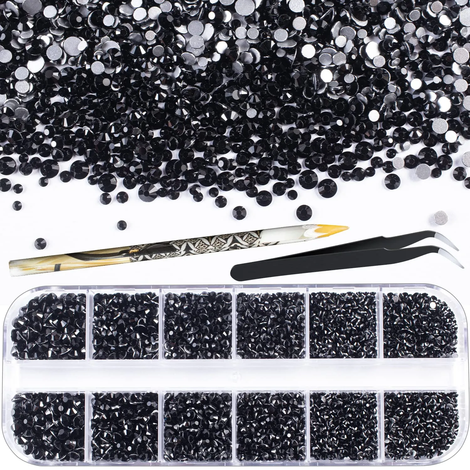 10000PCS Rhinestones Iridescent Crystals Long Lasting AB Shine Like Swarovski for Nail Art Phone DIY Crafts& Nail Beauty Makeup Decoration