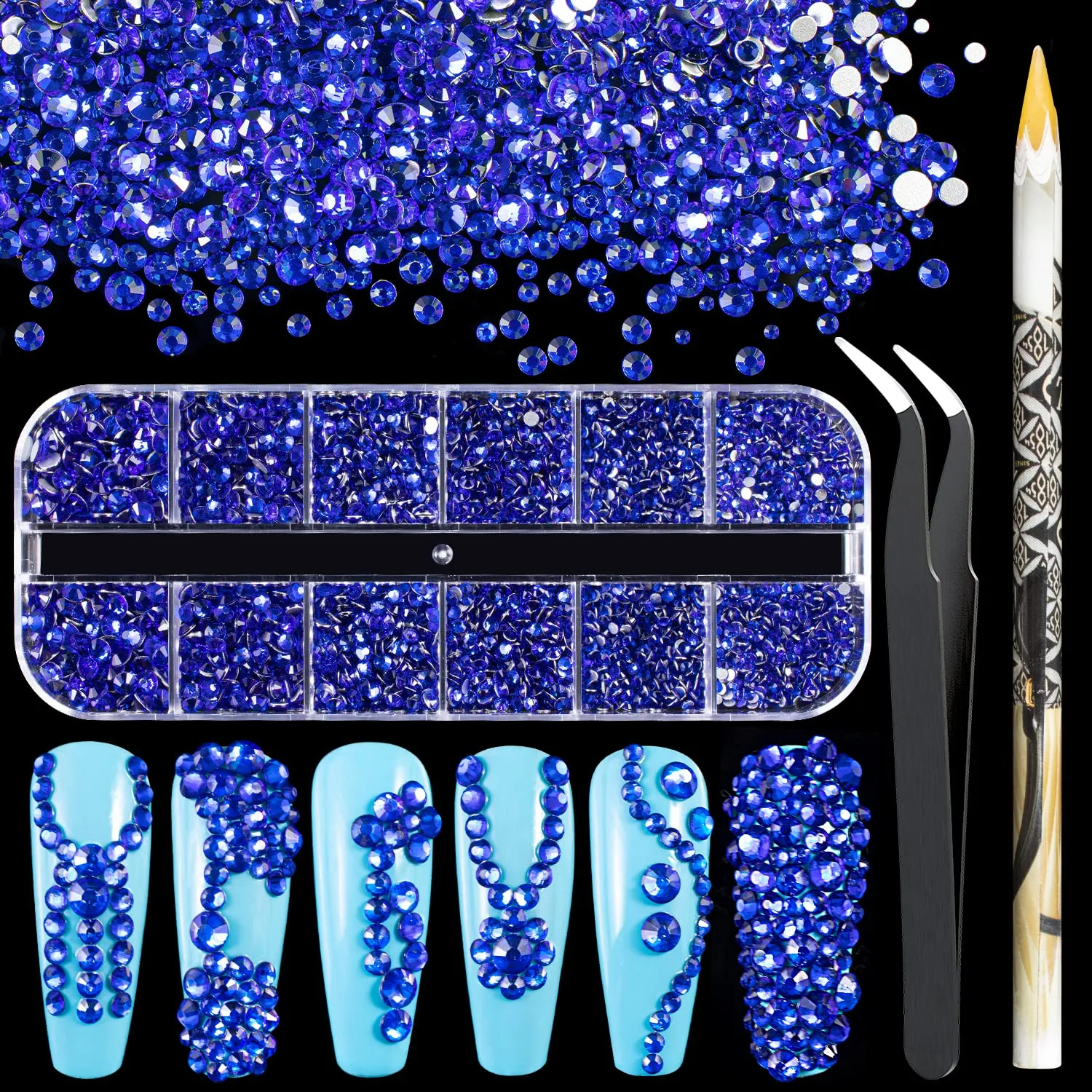 10000PCS Rhinestones Iridescent Crystals Long Lasting AB Shine Like Swarovski for Nail Art Phone DIY Crafts& Nail Beauty Makeup Decoration