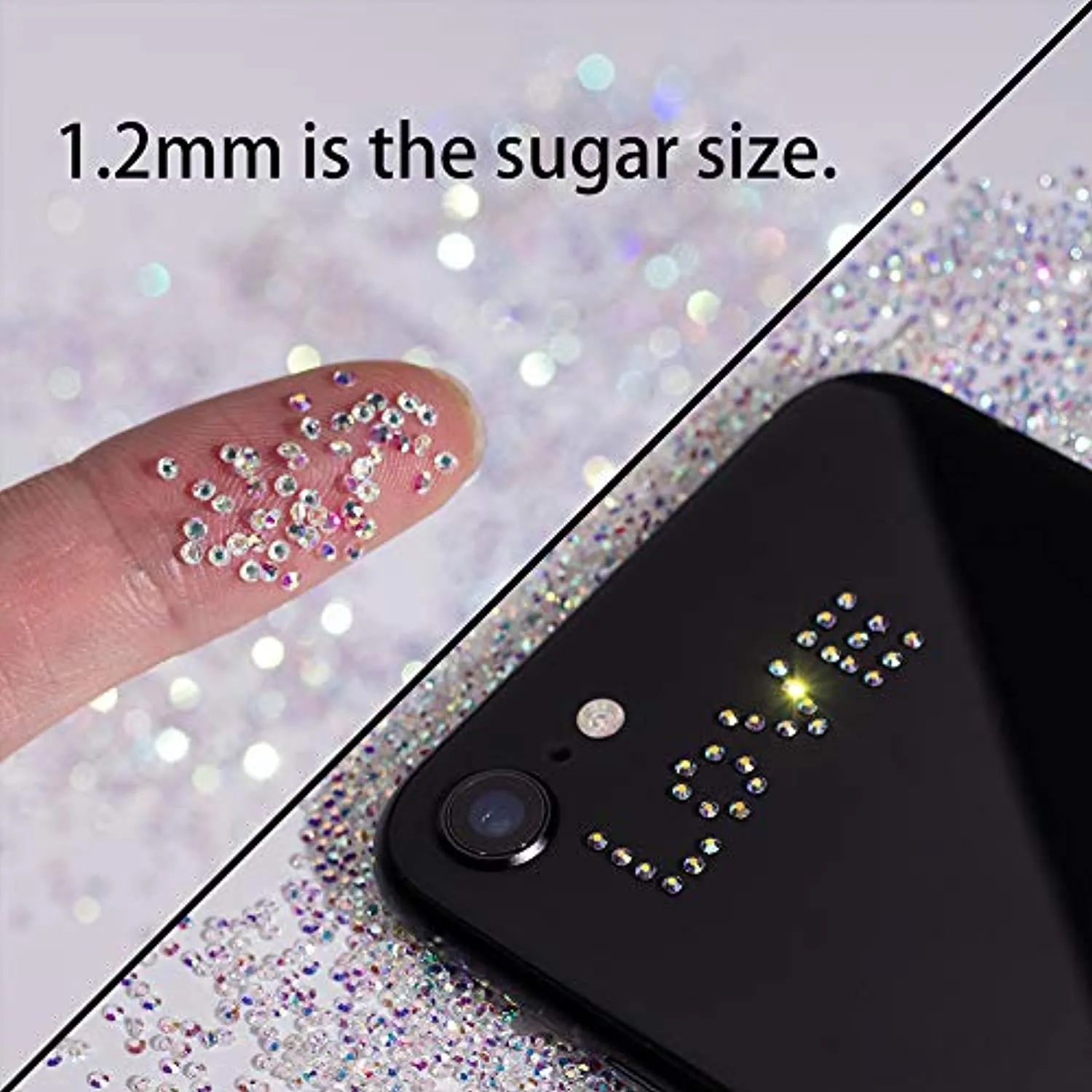 10000PCS Rhinestones Iridescent Crystals Long Lasting AB Shine Like Swarovski for Nail Art Phone DIY Crafts& Nail Beauty Makeup Decoration