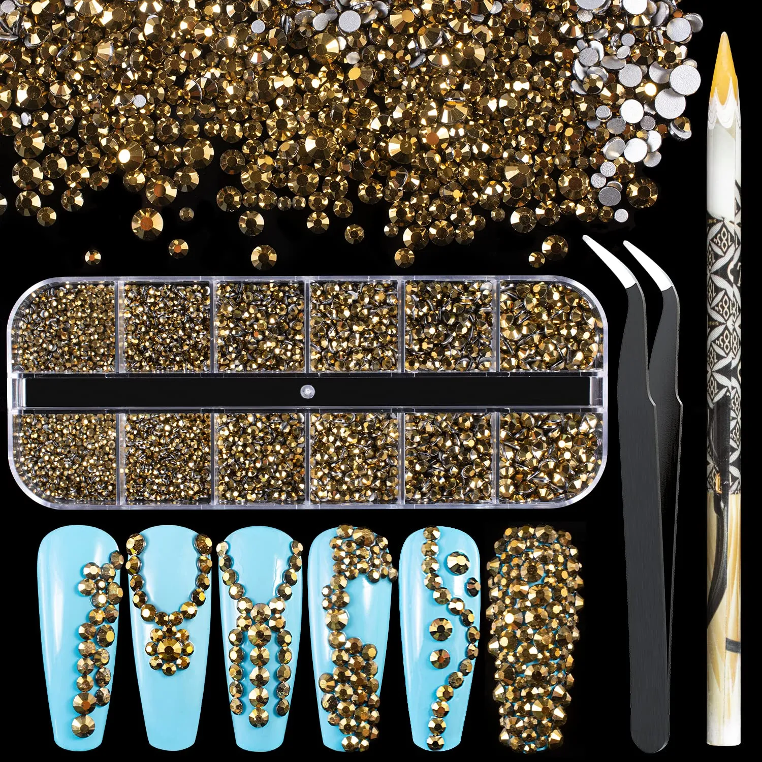 10000PCS Rhinestones Iridescent Crystals Long Lasting AB Shine Like Swarovski for Nail Art Phone DIY Crafts& Nail Beauty Makeup Decoration