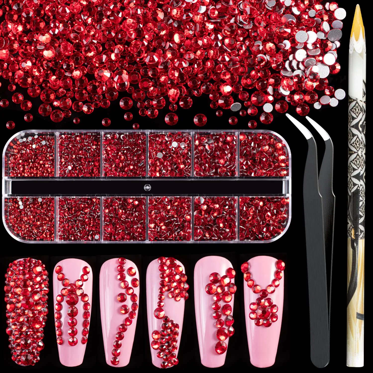 10000PCS Rhinestones Iridescent Crystals Long Lasting AB Shine Like Swarovski for Nail Art Phone DIY Crafts& Nail Beauty Makeup Decoration