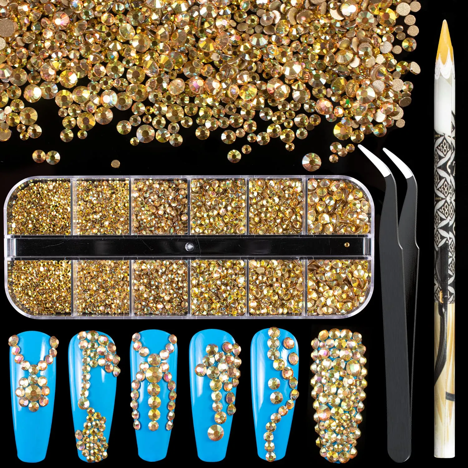 10000PCS Rhinestones Iridescent Crystals Long Lasting AB Shine Like Swarovski for Nail Art Phone DIY Crafts& Nail Beauty Makeup Decoration