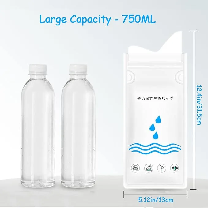 12/20 Pack Disposable Urinal Bags,750ML Portable Travel Pee Bags Camping Pee Bags Emergency Unisex Urine Bags for Hiking, Traffic Jams, Pregnant, Patient, Kids