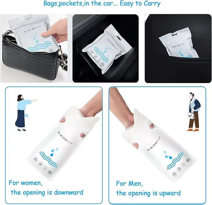 12/20 Pack Disposable Urinal Bags,750ML Portable Travel Pee Bags Camping Pee Bags Emergency Unisex Urine Bags for Hiking, Traffic Jams, Pregnant, Patient, Kids
