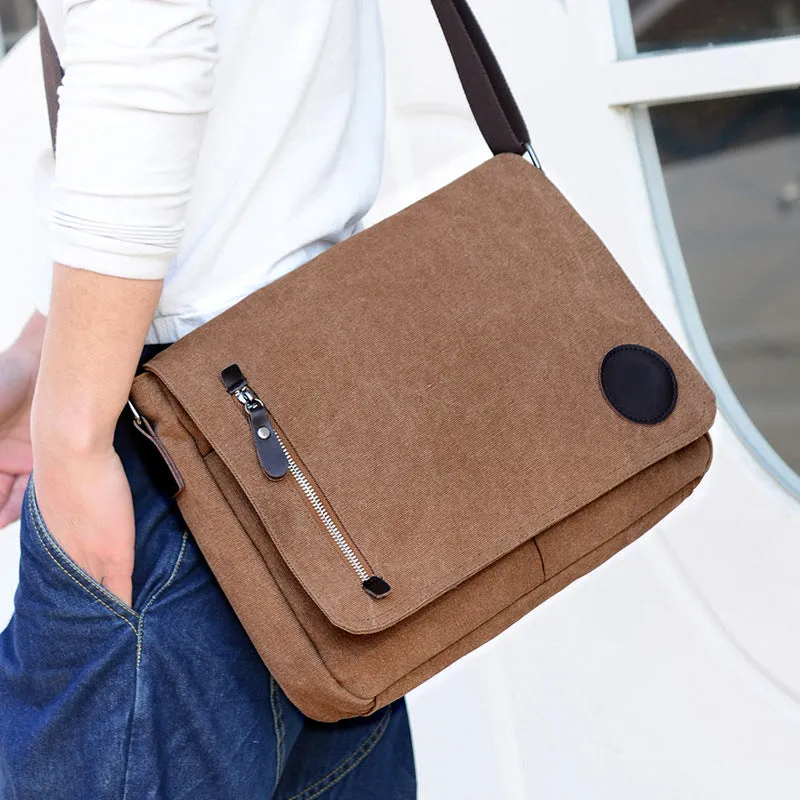 14in Men Canvas Bags Casual Student Satchel
