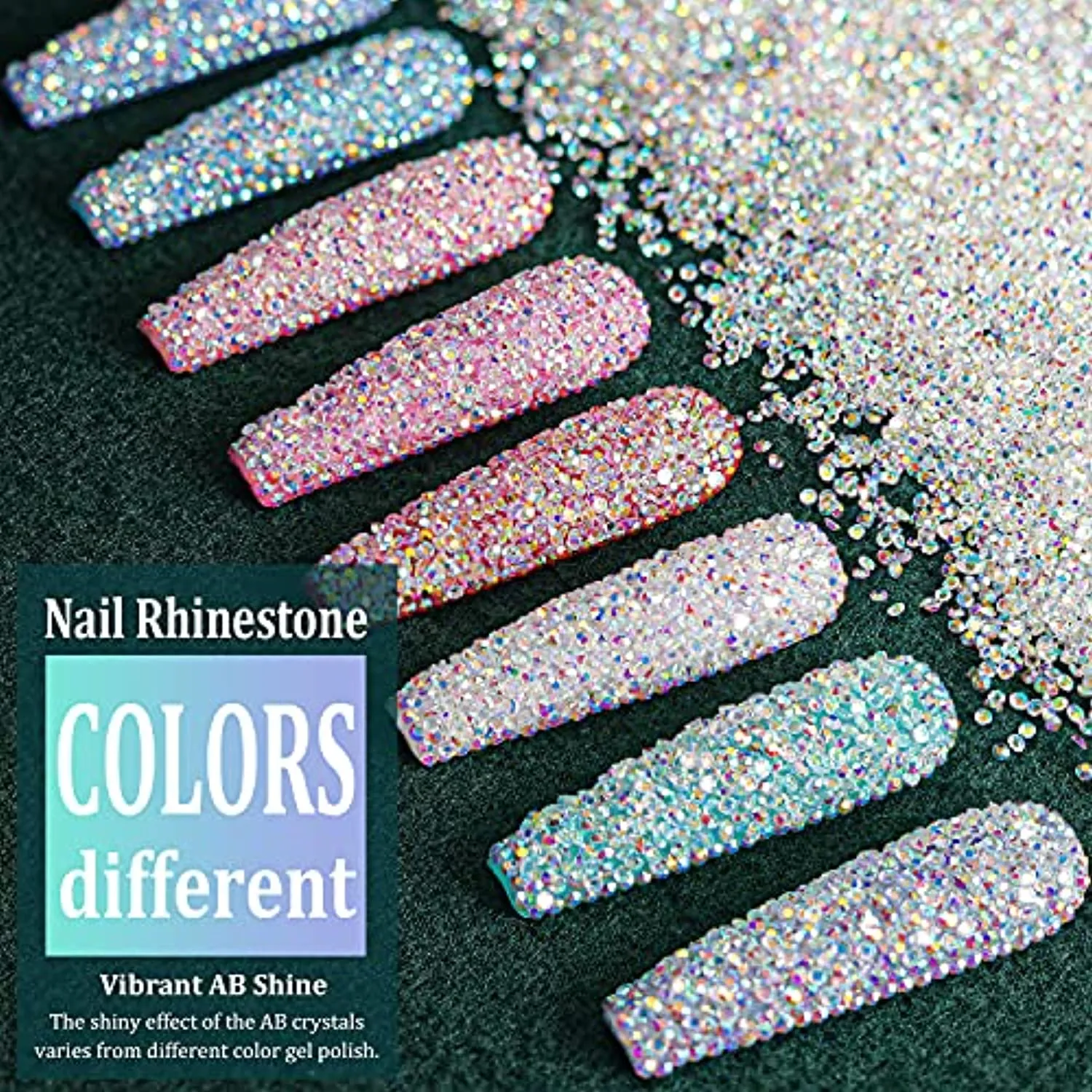 15000Pcs Ultra Mini 1.2mm AB Diamond Beads Glass Sand Shine Rhinestones Iridescent Crystals Long Lasting Like Swarovski for Nail Art 3D Decorations DIY Crafts with 2Pcs Triangle Trays by BELLEBOOST