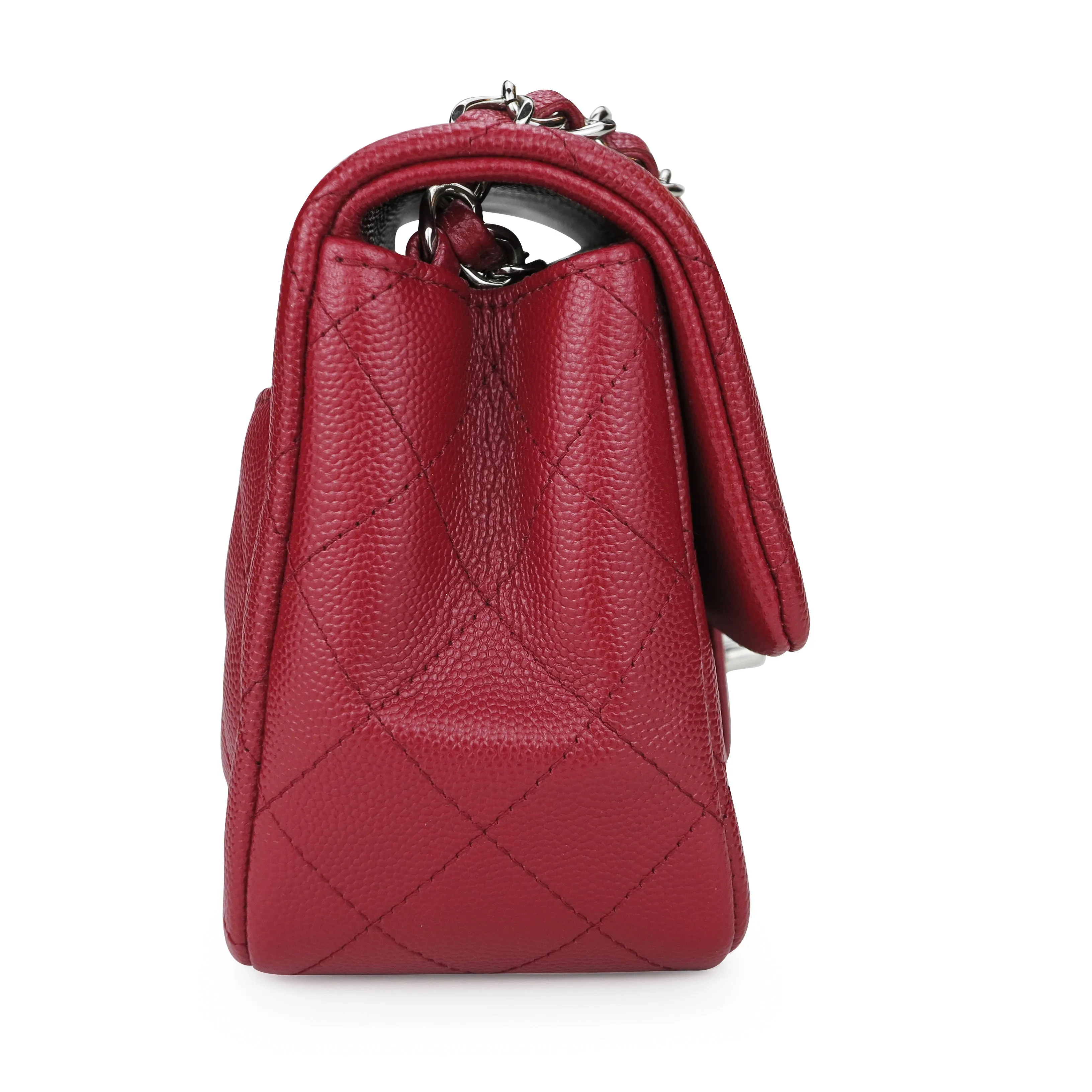 17B Red Caviar Classic Mini Square Flap Bag