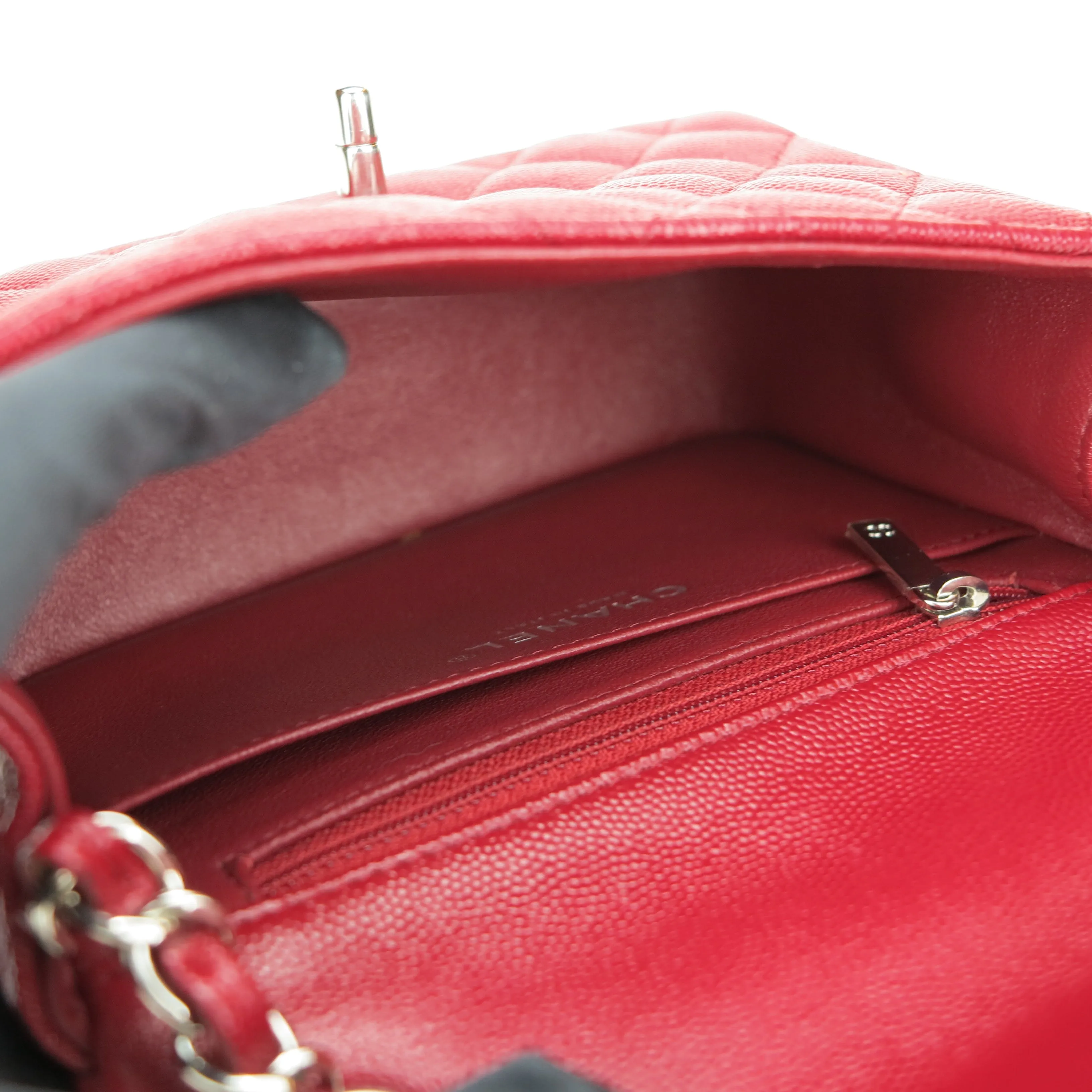 17B Red Caviar Classic Mini Square Flap Bag