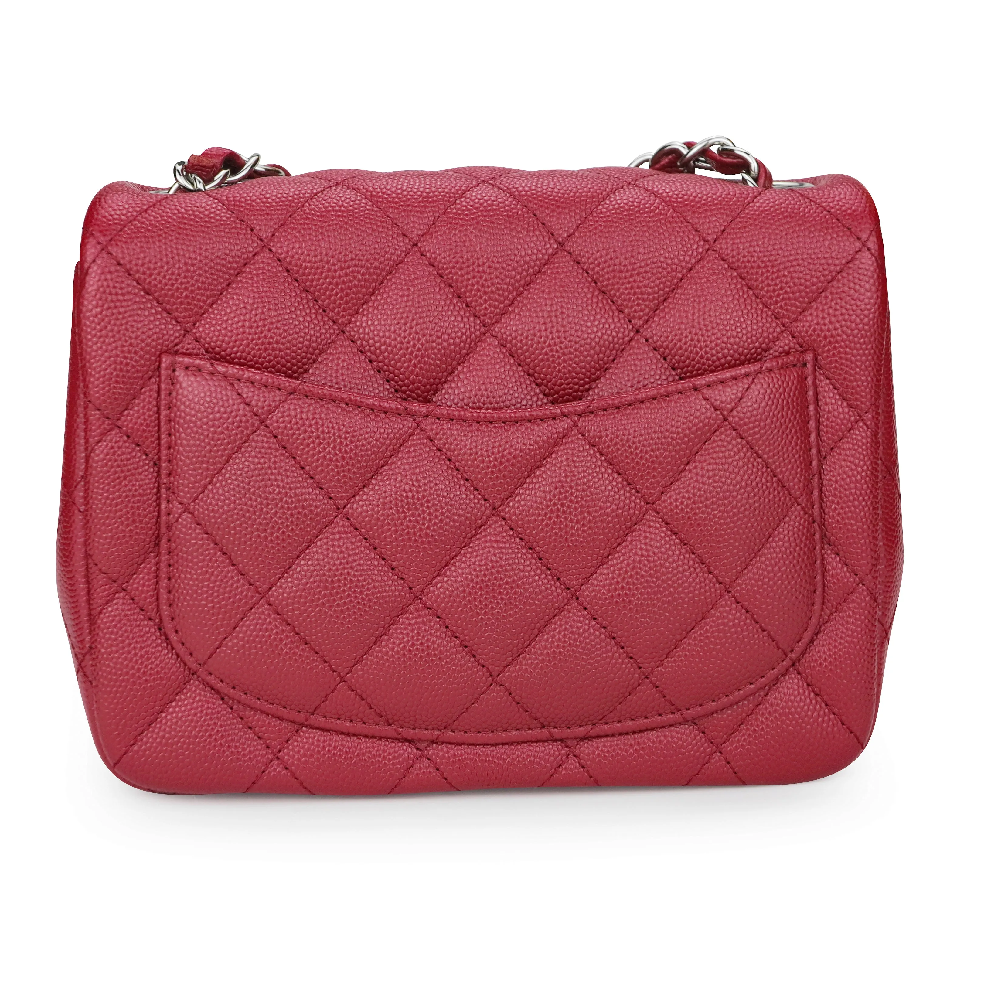 17B Red Caviar Classic Mini Square Flap Bag