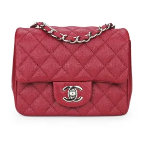 17B Red Caviar Classic Mini Square Flap Bag