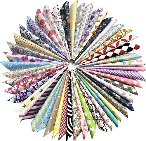 200 pcs Fabric Squares Sheets Patchwork Craft Cotton Quilting Fabric Bundles