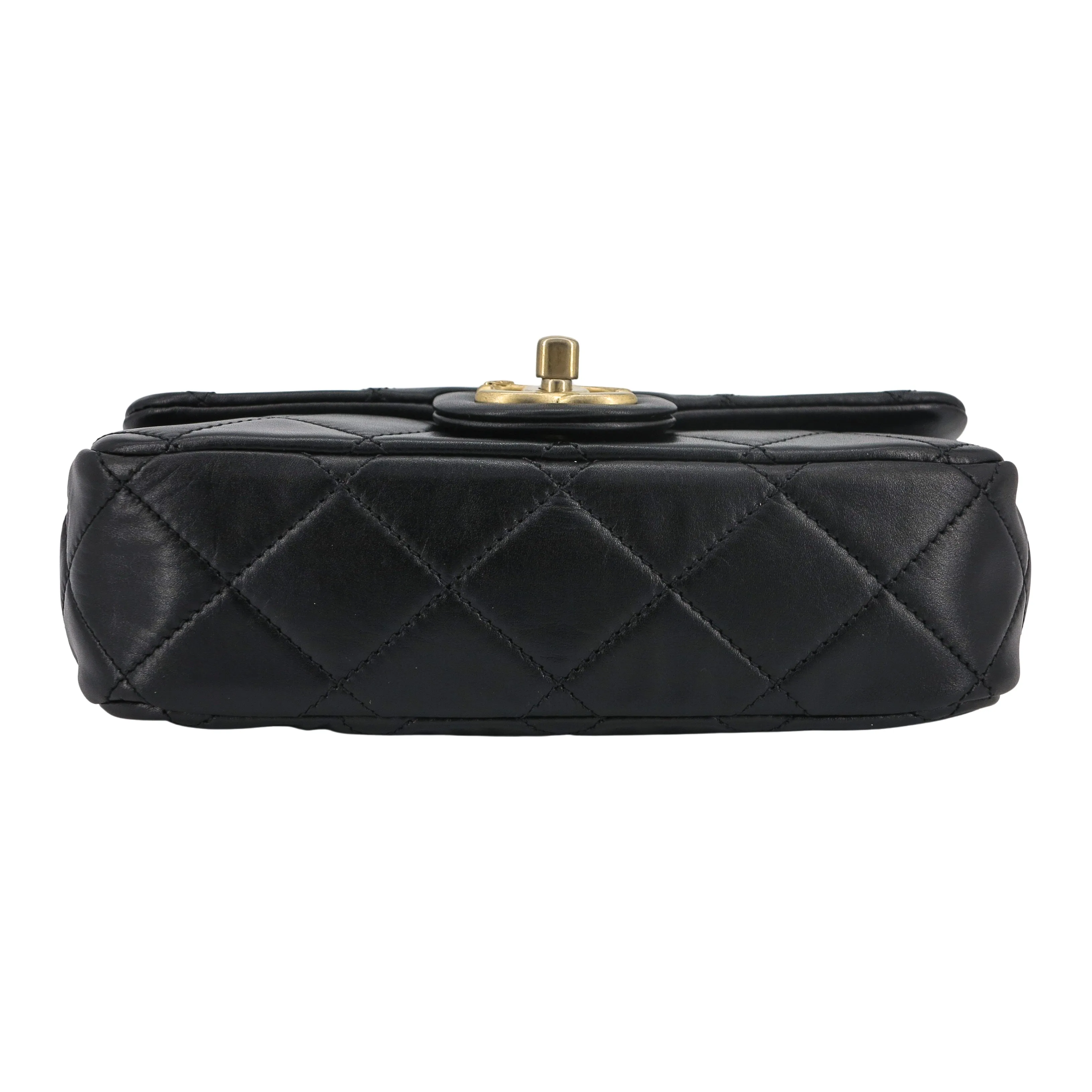 20A Mini Crystal Pearls Chain Mini Rectangular Flap Bag