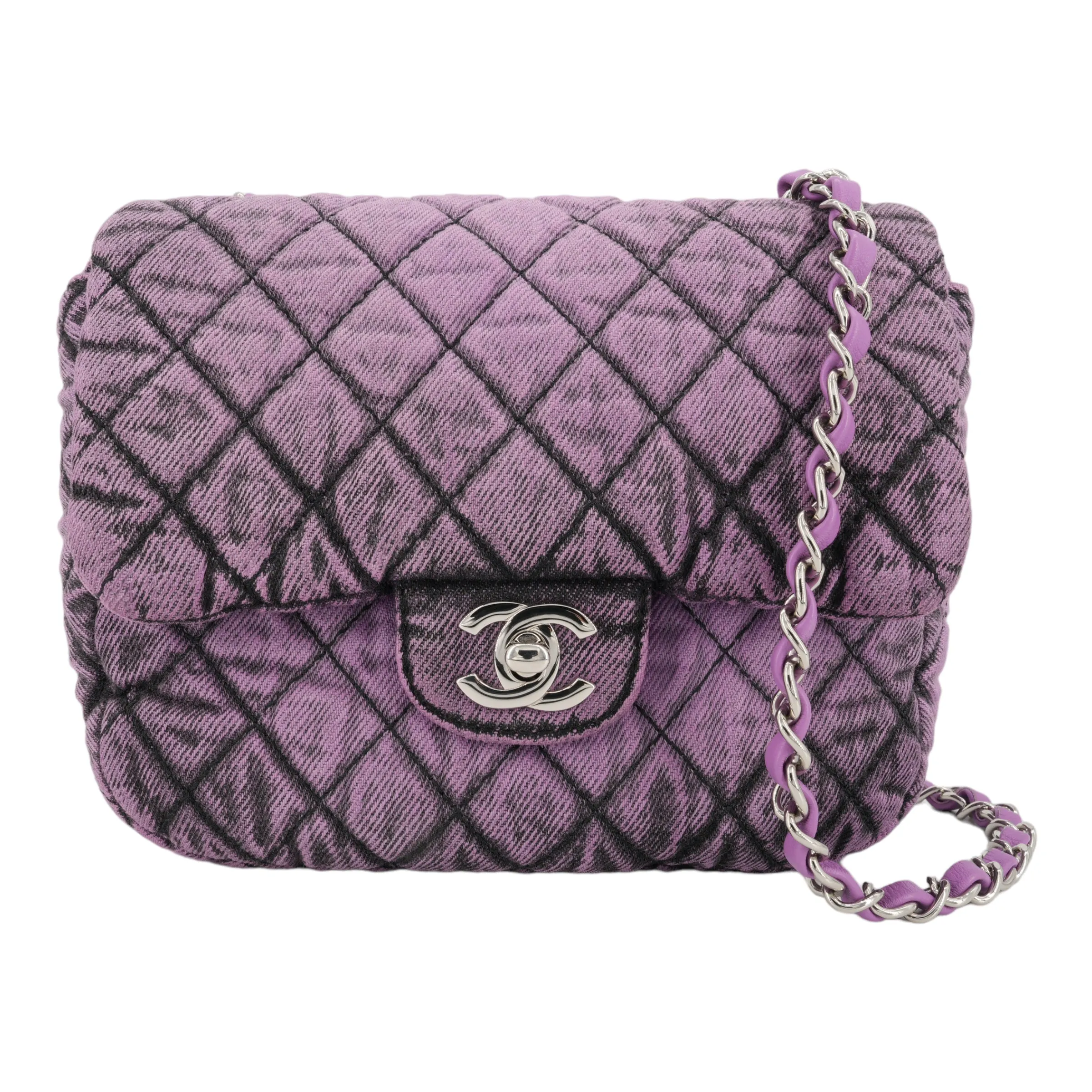 20C Denimpression Mini Flap Bag in Aged Purple Denim