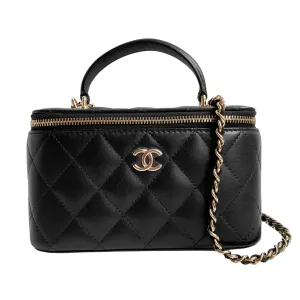 22P Small Vanity Case with Chain in Black Lambskin