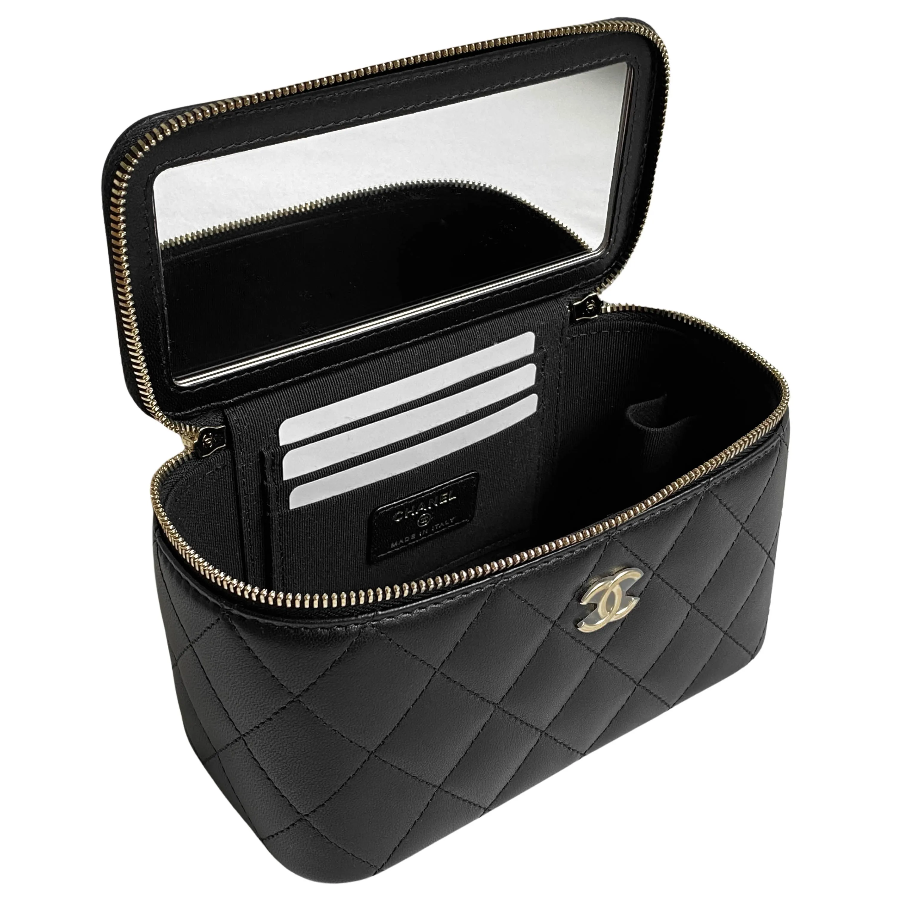 22P Small Vanity Case with Chain in Black Lambskin