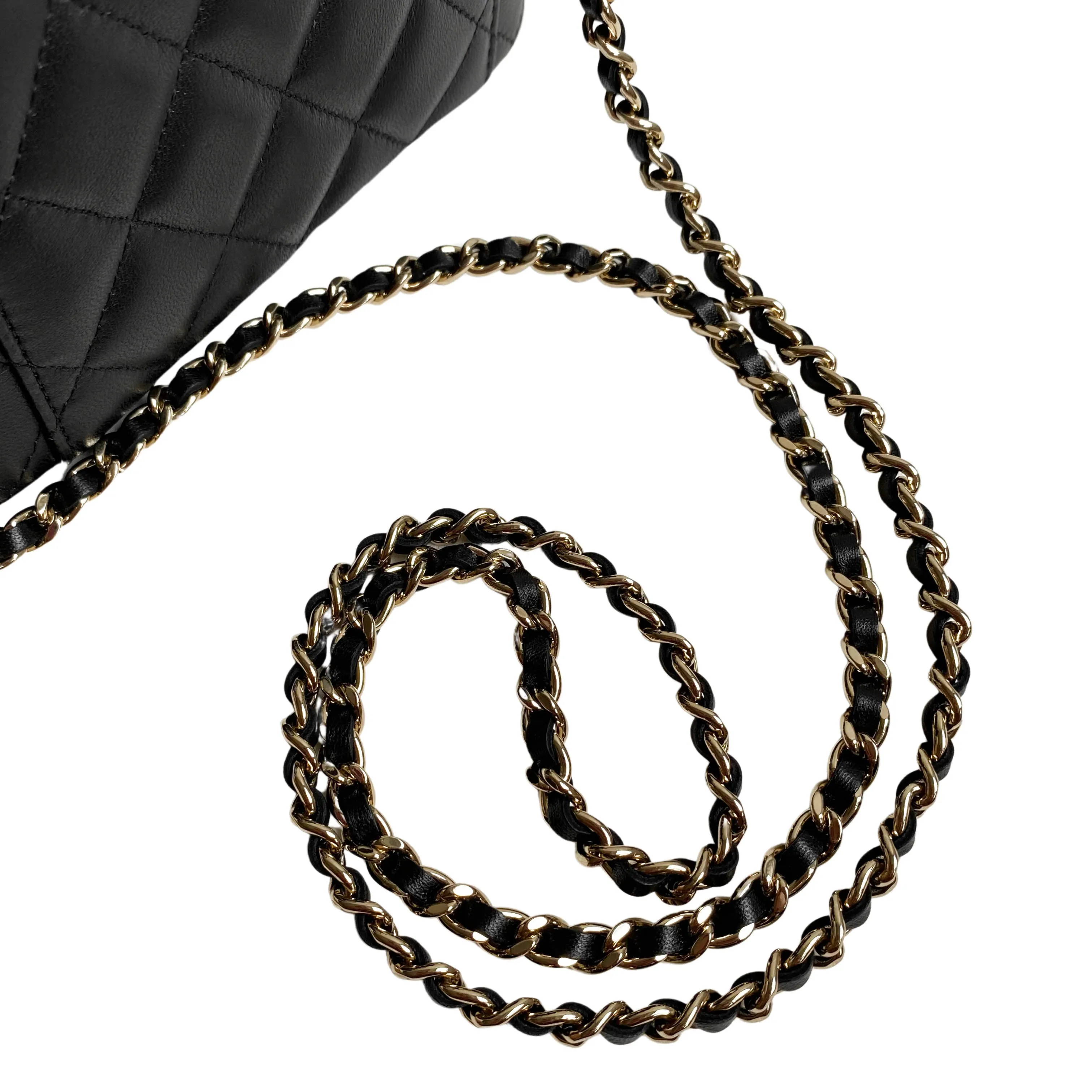 22P Small Vanity Case with Chain in Black Lambskin