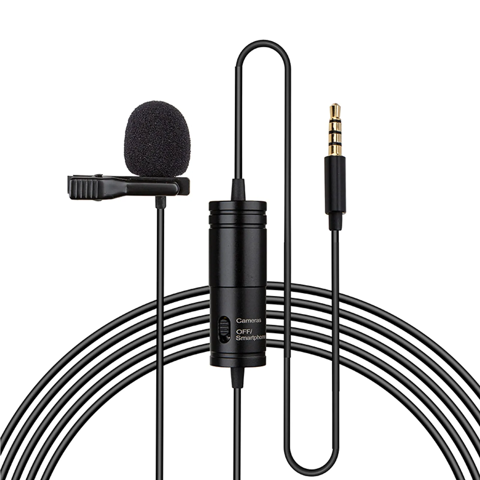 3.5mm TRRS/TRS Universal Lavaliere Microphone for Smartphone App & DSLR Video Camera