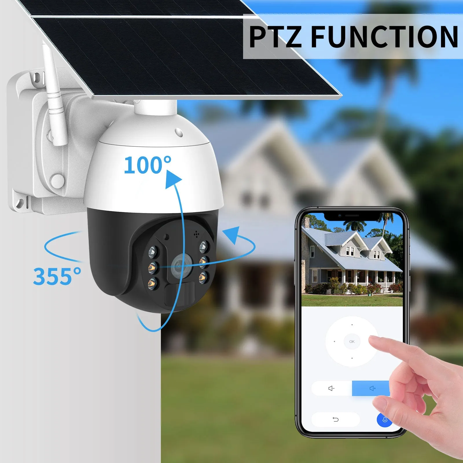 4G LTE 24 Hour / 365 Days Solar Power PTZ Security Camera Full HD 1080p Video Recorder