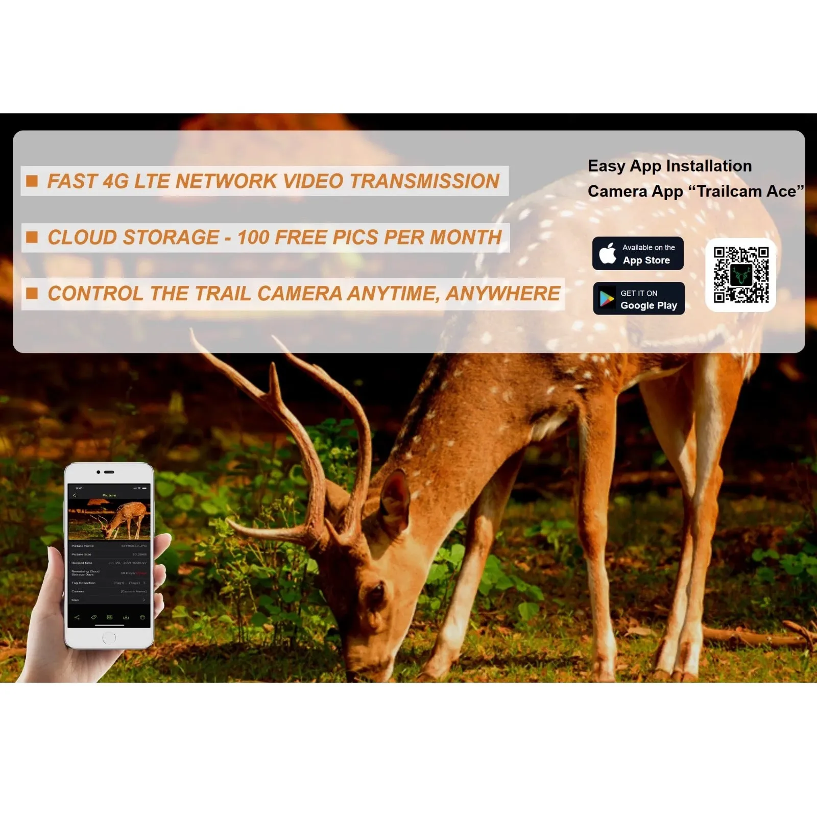 4G LTE Trail Camera & GPS Tracker 24MP Photo 1080p FHD Video Stream Smart Android / iOS App