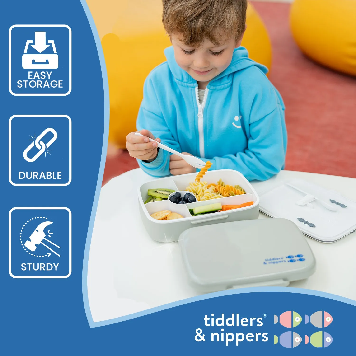 5 Compartment Lunch / Bento Box for Kids & Adults! | Includes Cutlery - Fork & Spoon | Leak-Proof & BPA-Free | Microwave, Freezer & Dishwasher Safe