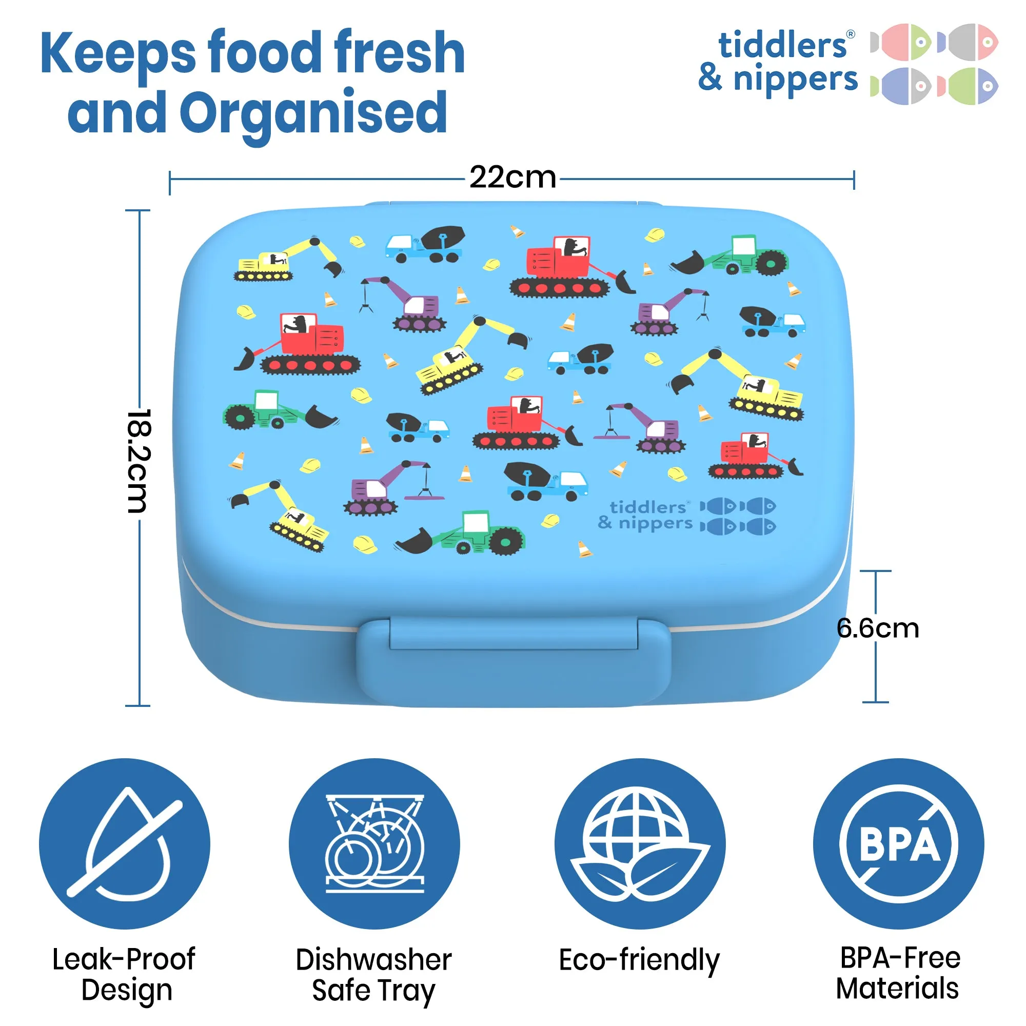 5 Compartment Lunch / Bento Box for Kids & Adults! | Includes Cutlery - Fork & Spoon | Leak-Proof & BPA-Free | Microwave, Freezer & Dishwasher Safe