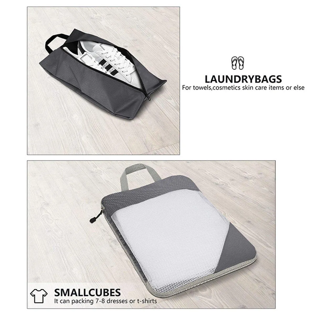 6pcs Mesh Visible Travel Storage Set Waterproof Nylon Compressible Storage Bags