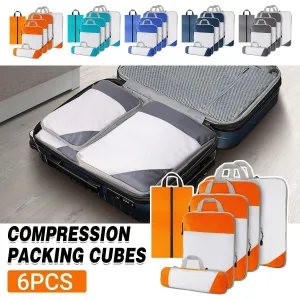 6pcs Mesh Visible Travel Storage Set Waterproof Nylon Compressible Storage Bags