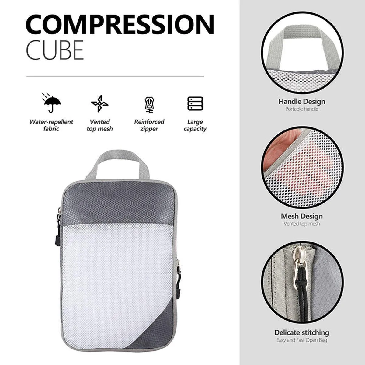 6pcs Mesh Visible Travel Storage Set Waterproof Nylon Compressible Storage Bags