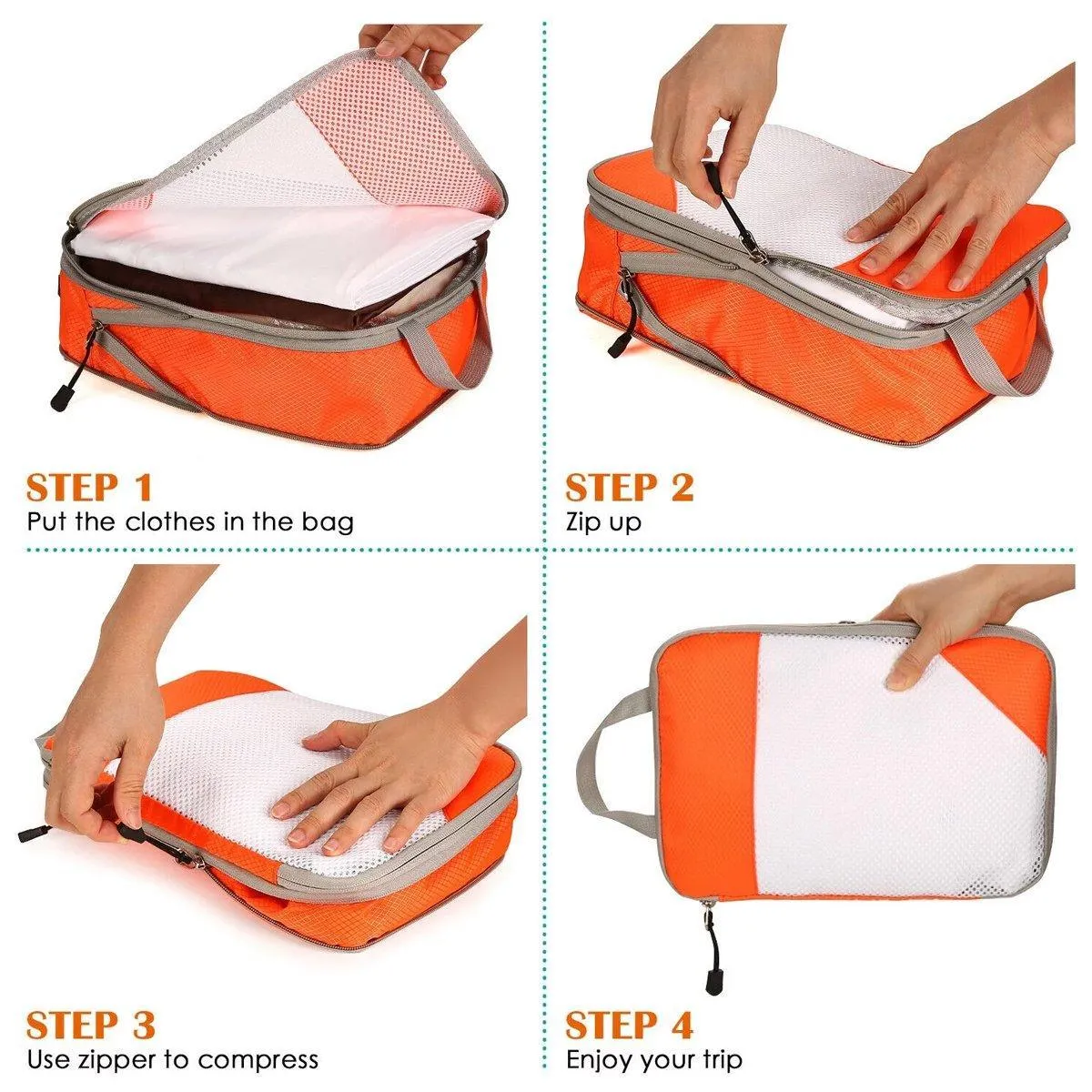 6pcs Mesh Visible Travel Storage Set Waterproof Nylon Compressible Storage Bags