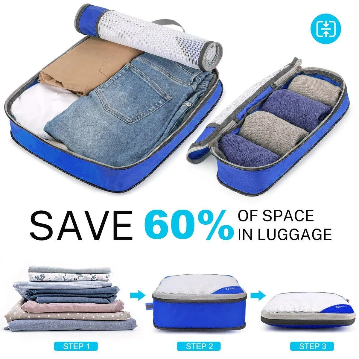 6pcs Mesh Visible Travel Storage Set Waterproof Nylon Compressible Storage Bags