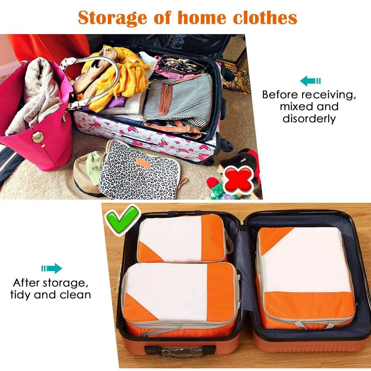 6pcs Mesh Visible Travel Storage Set Waterproof Nylon Compressible Storage Bags