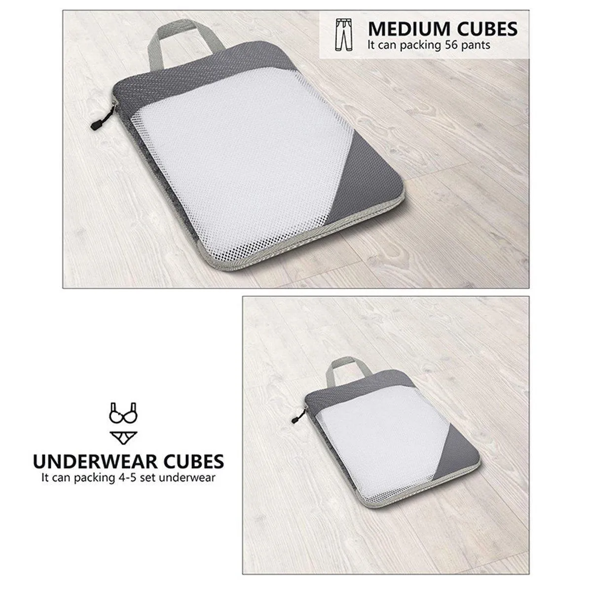 6pcs Mesh Visible Travel Storage Set Waterproof Nylon Compressible Storage Bags