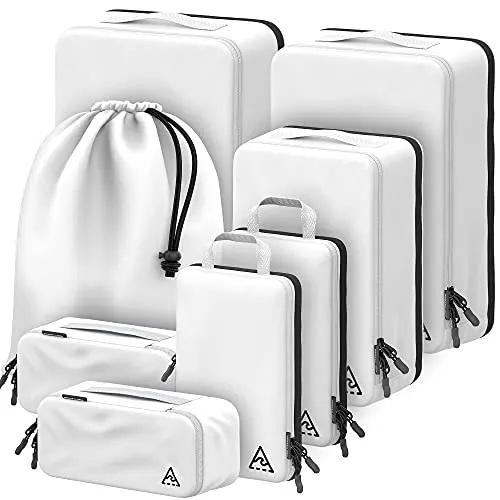 8 Piece Deluxe Set Compression Packing Cubes for Travel