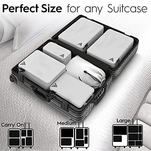 8 Piece Deluxe Set Compression Packing Cubes for Travel