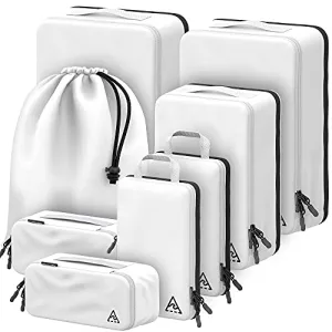 8 Piece Deluxe Set Compression Packing Cubes for Travel