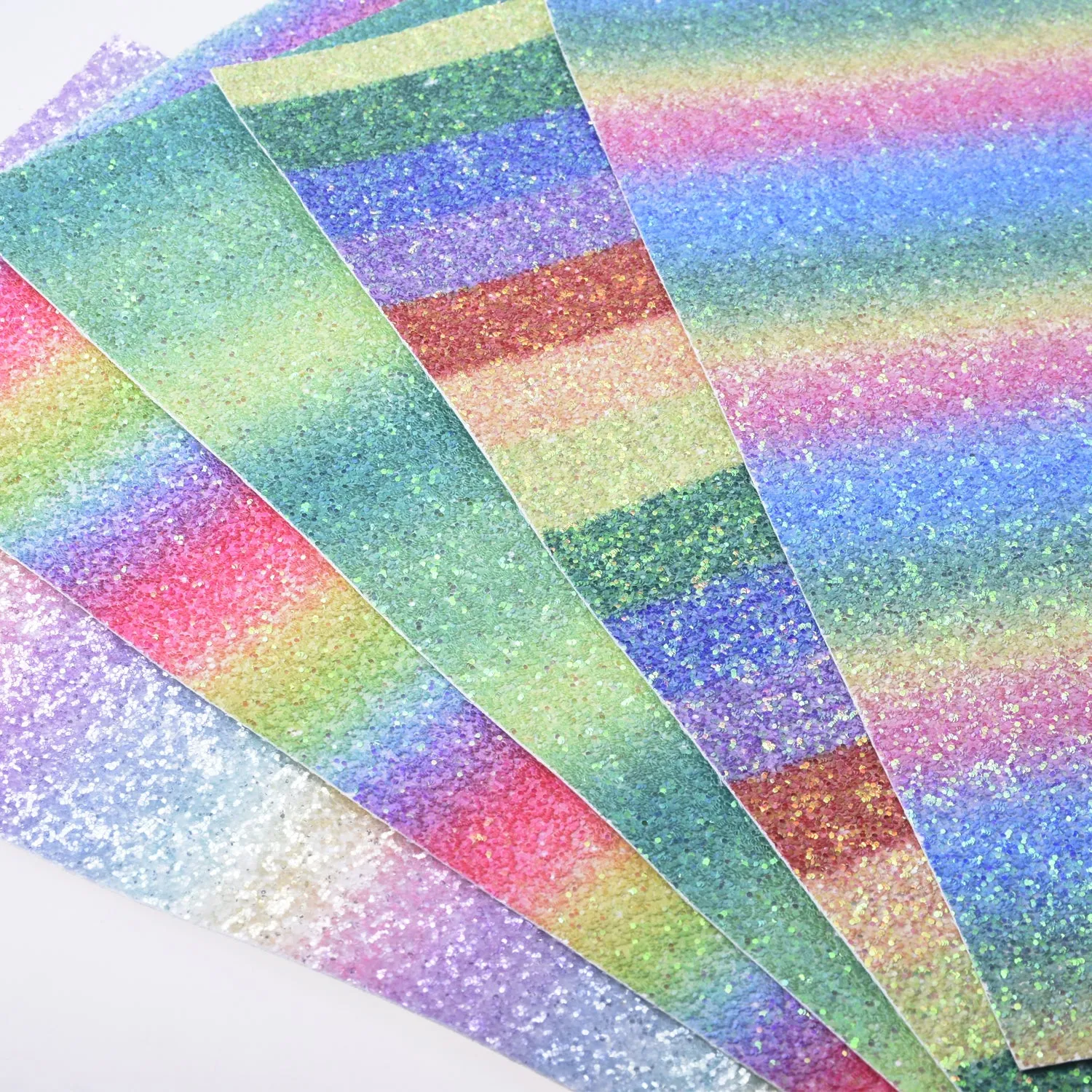 8*12" Glitter Faux leather sheets Rainbow Leather Sheets PU fabric Sheets DIY hair bow jewelry making 1pcs 102625