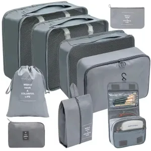 9 Piece Travel Packing Cubes Luggage Organizer