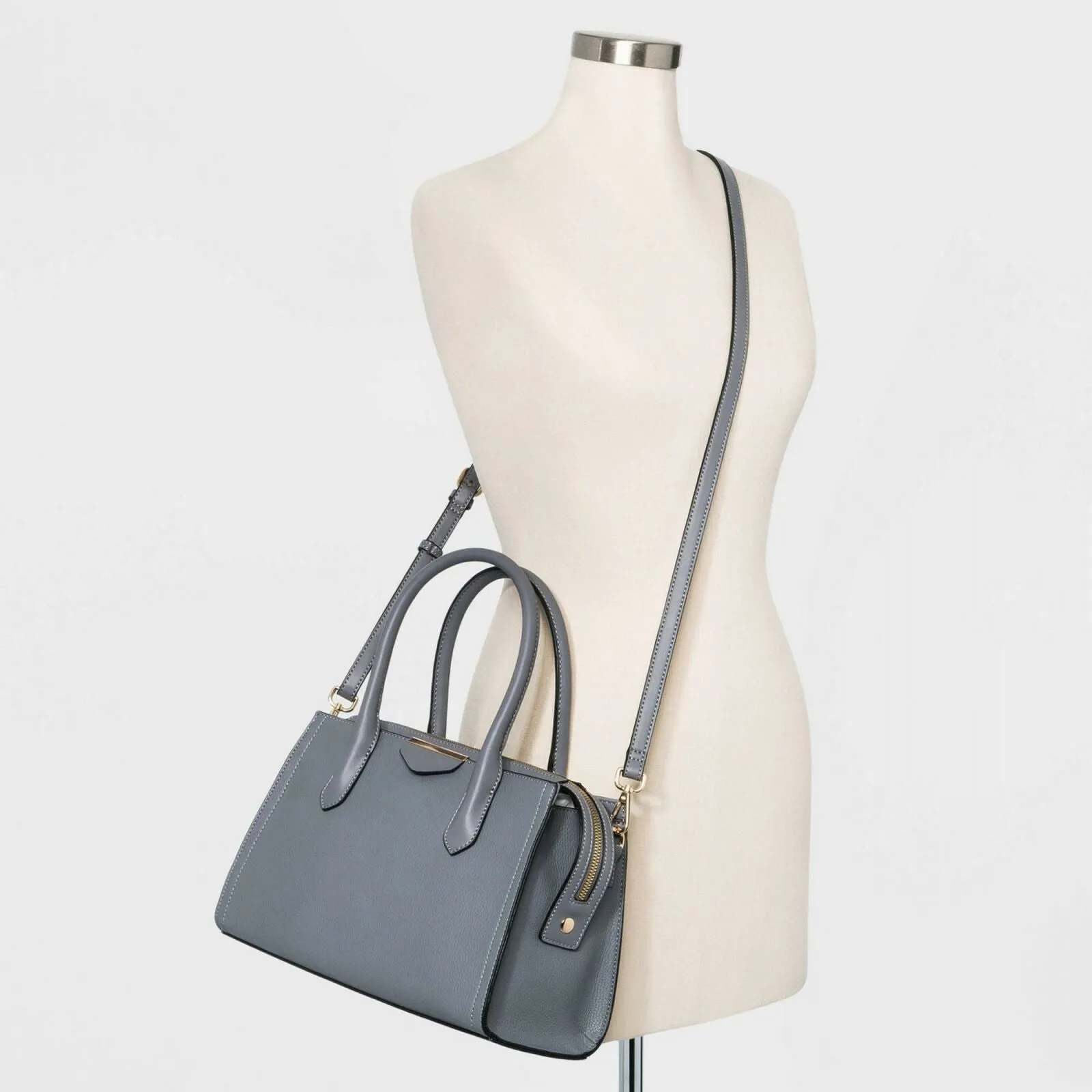 A New Day Zip Faux Leather Closure Satchel Handbag Purse