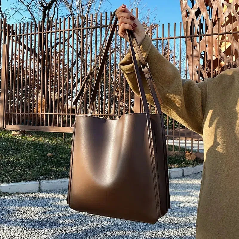 Adjustable Straps Leather Tote Bag