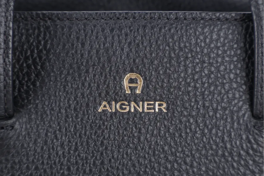 AIGNER IVY 2WAY BAG MEDIUM BLACK LEATHER WITH DUST COVER