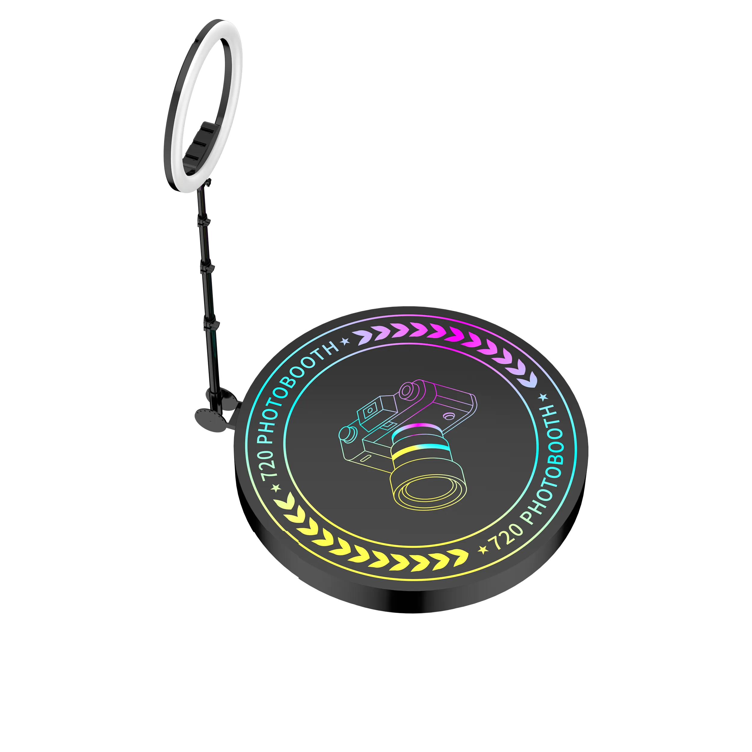 Airodo 360 Photo Booth Adjustable Automatic Spin With LED Ring Lights For Events Weddings