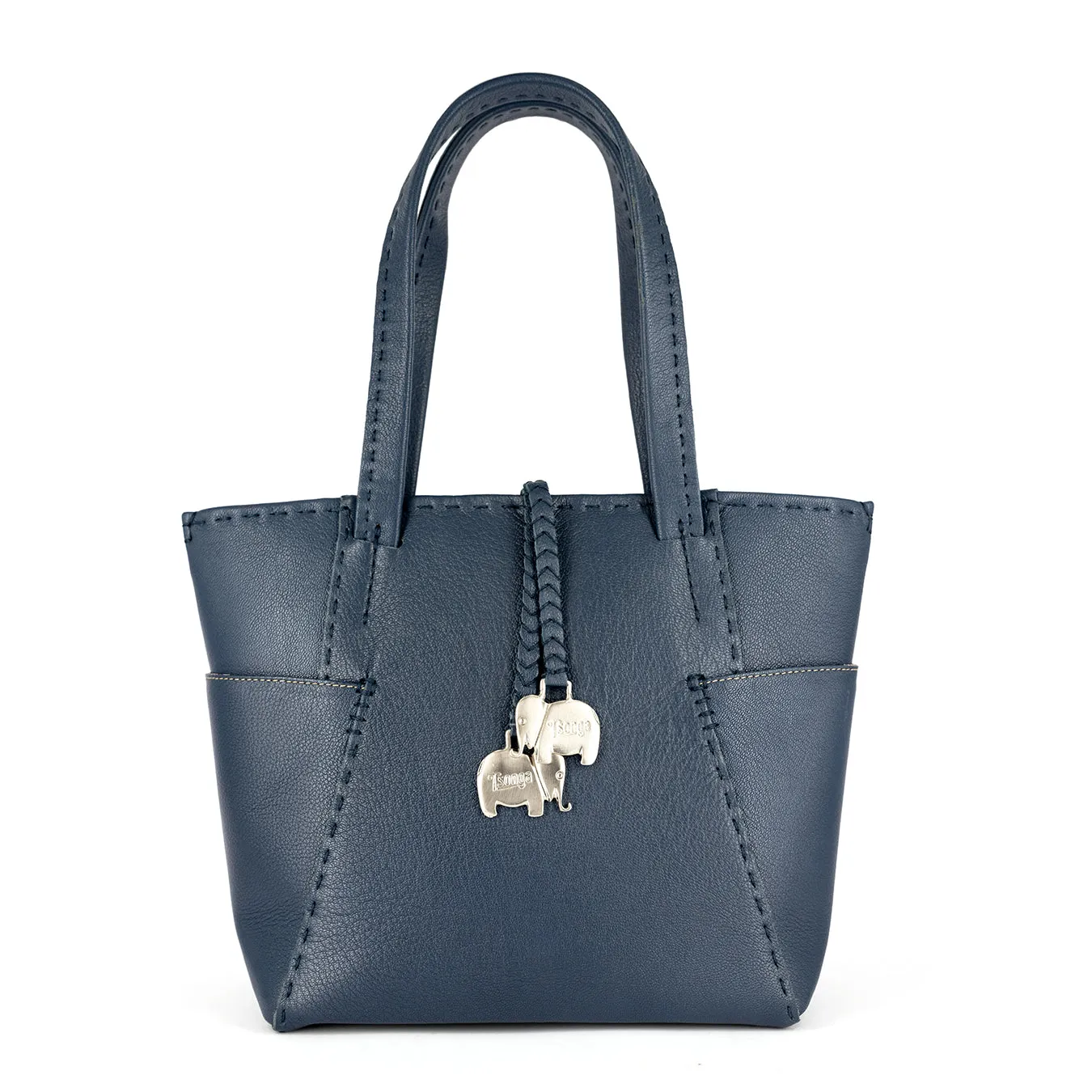 Anesu : Ladies Leather Shopper Handbag in Denim Cayak