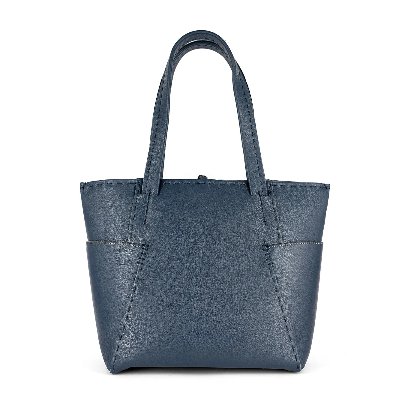 Anesu : Ladies Leather Shopper Handbag in Denim Cayak