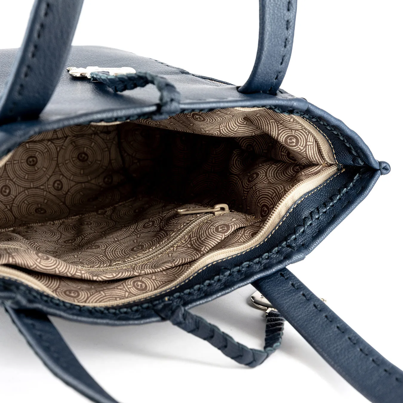 Anesu : Ladies Leather Shopper Handbag in Denim Cayak
