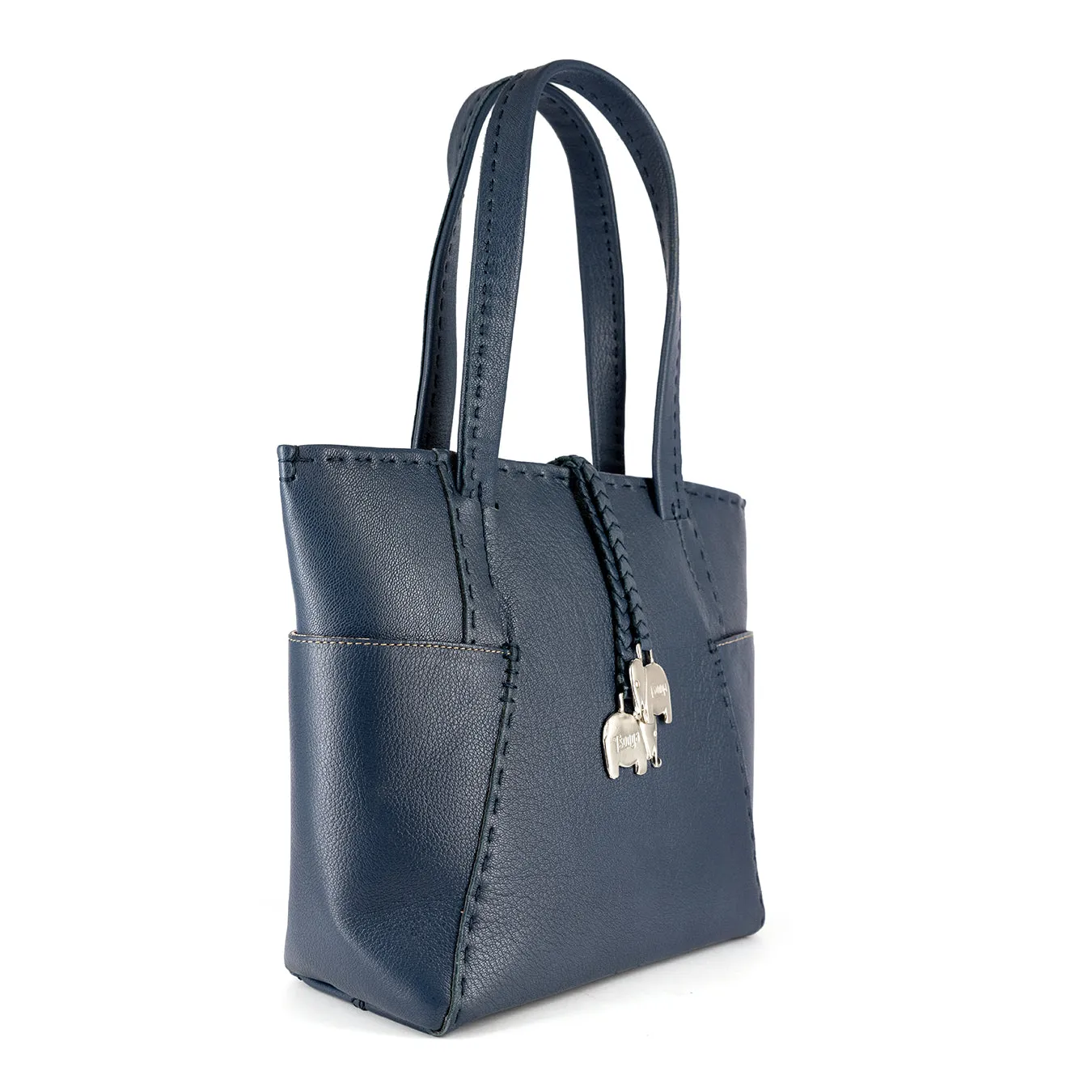 Anesu : Ladies Leather Shopper Handbag in Denim Cayak