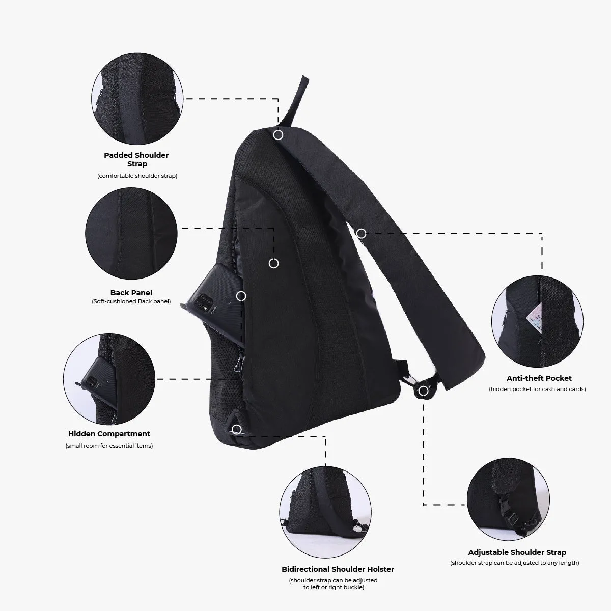 Anti-Theft Crossbody Bag - Black